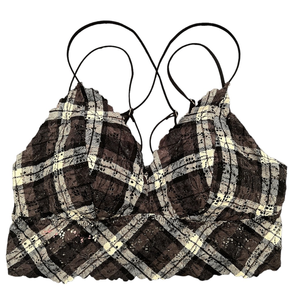 PINK by Victoria’s Secret NWOT Black and White Plaid Bralette Size: XL